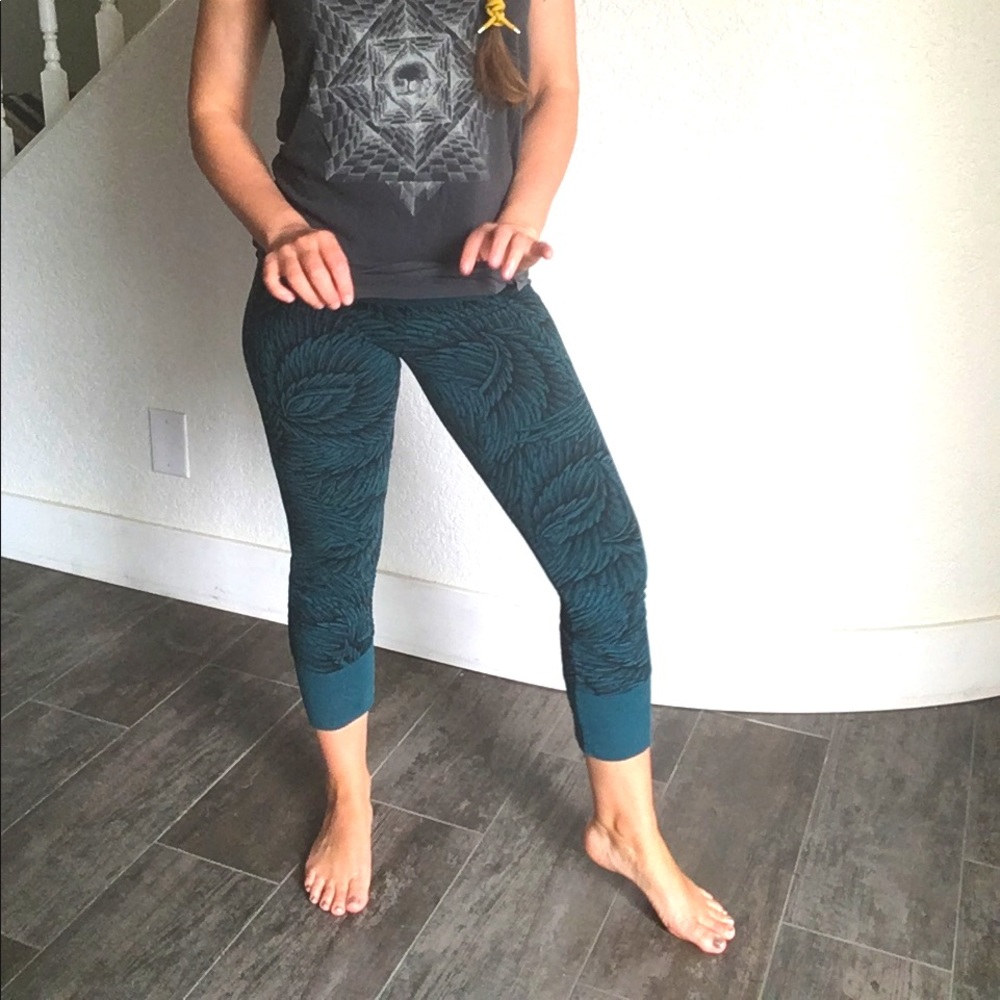 $69 Phoenix Rising tribal capri leggings pants palm print XS
